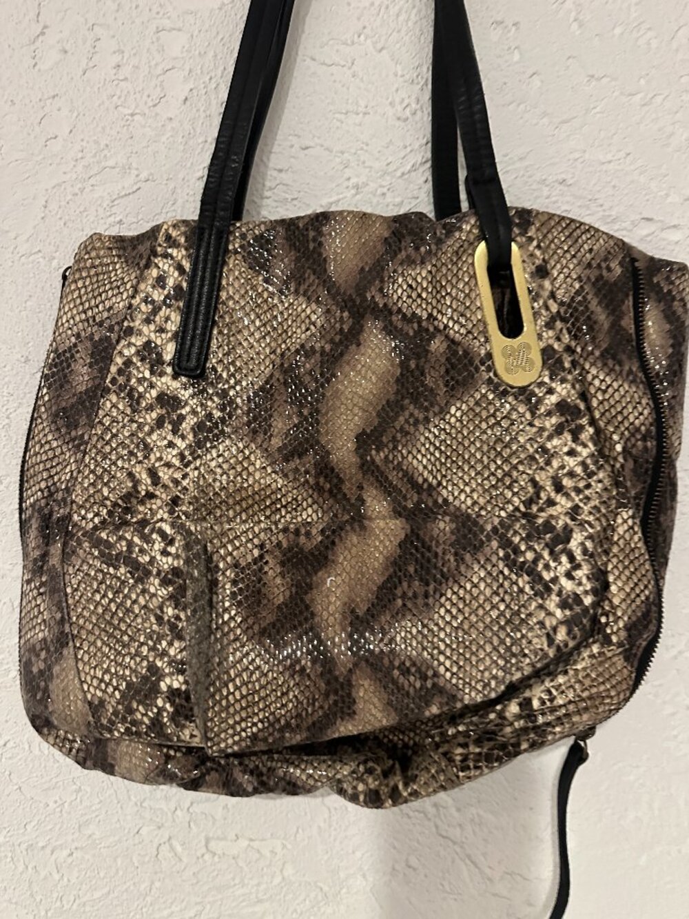 Title: Hiroko Koshino Sac Snake Print Shoulder Bag–Expandable Designer Tote - Picture 2 of 11